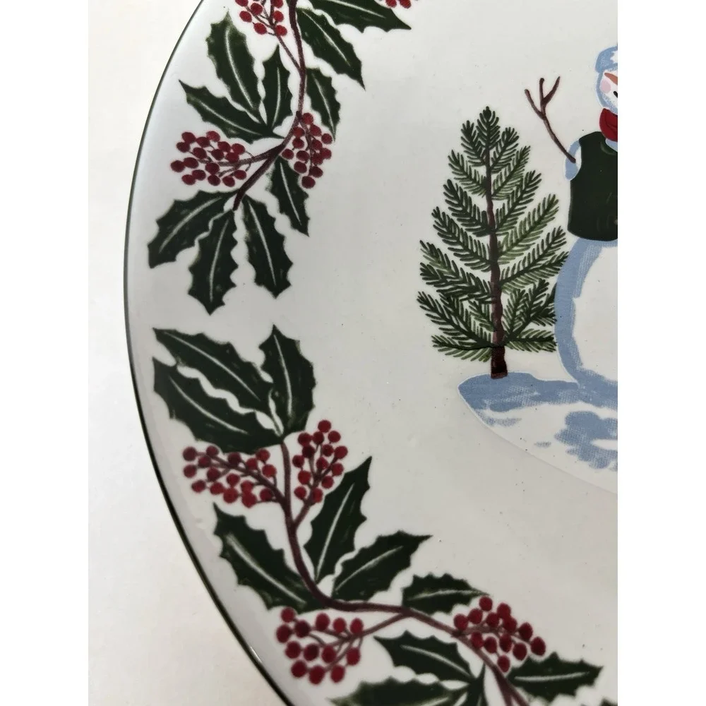 Set of 4 -  GEI Snowman Family and Christmas Tree Dinner Plate 10.5